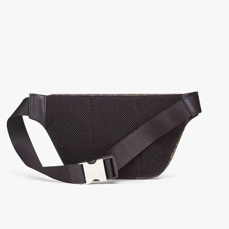 Cheap HOT Coffee Brown Bag Fendi Motif In Fabric Belt FF 0521